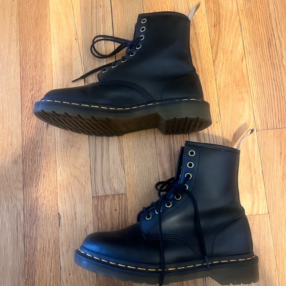 Black Leather Lace-Up Boots